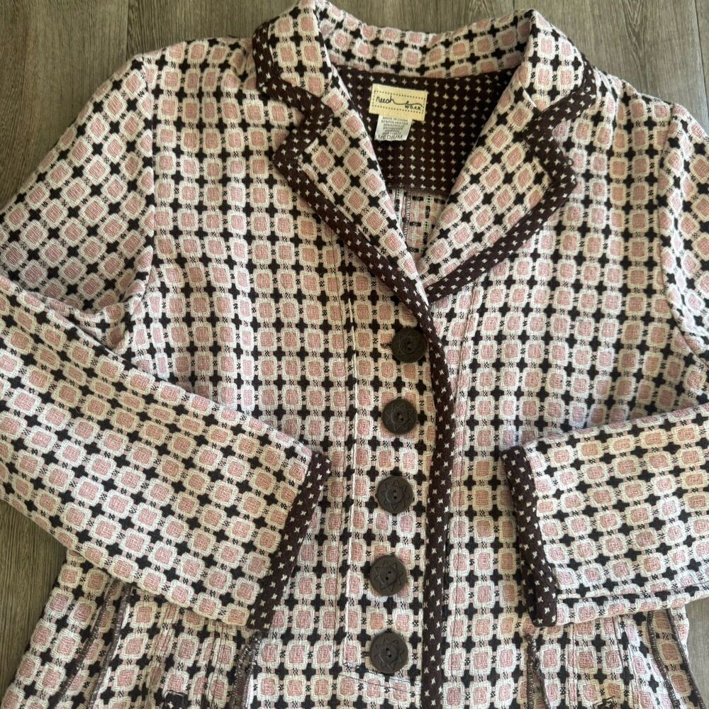 Neesh By D.A.R. Whimsical Coquette Blazer Rose Brown Parisian Chic Preppy Sz M - Picture 14 of 16